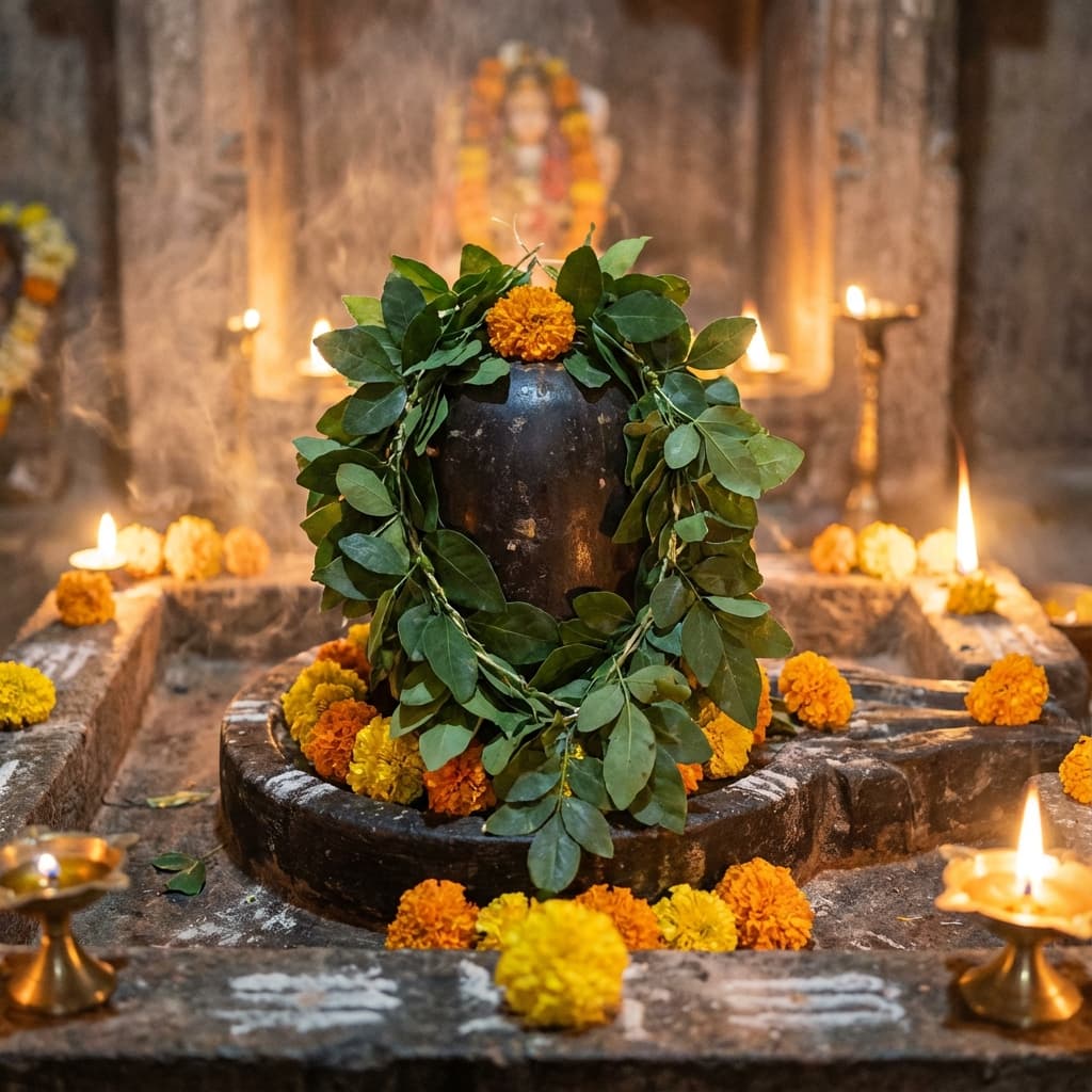 Fresh Bilva Leaves Garland